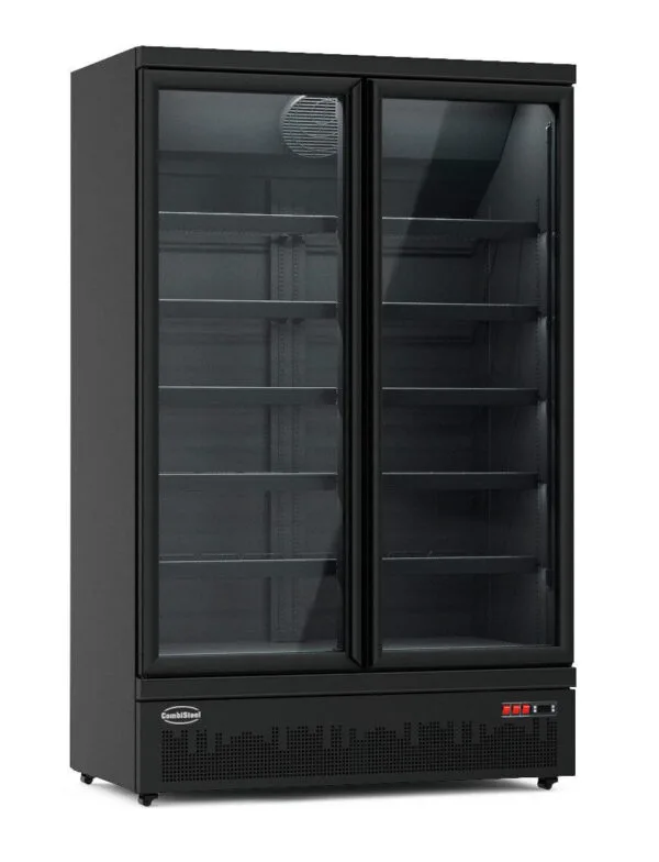CombiSteel Kælir 125cm 2 glerhurðar svartur