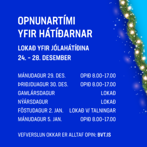 Opnunartími yfir hátíðirnar