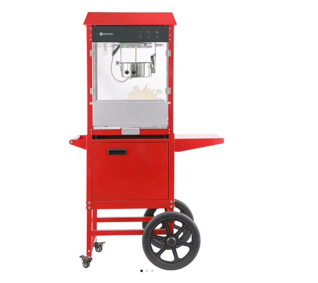 Hendi Poppvél á rauðum færanlegum vagni