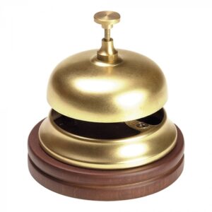 Þjónustubjalla Brass með trébotni